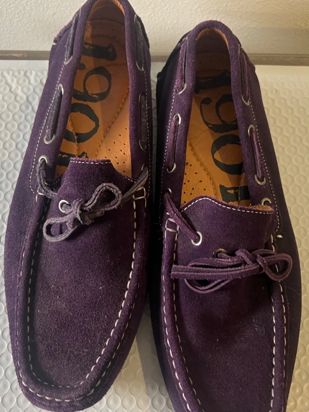 Tod's Men 1901 Vintage Slip On Purple Suede Boat Shoes Size 9M